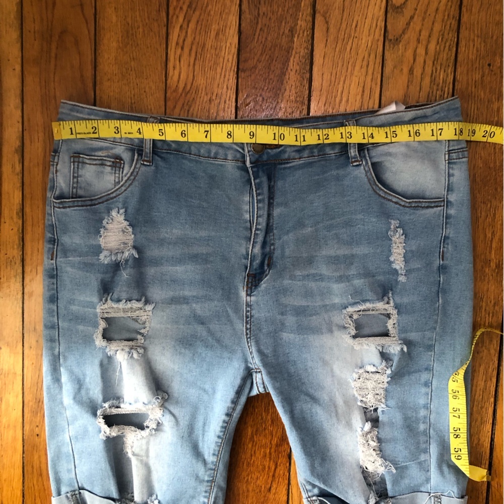 Blue Distressed Bermuda Shorts - Picture 6 of 8